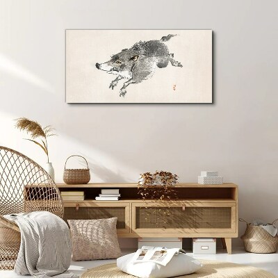 Running boar Canvas Wall art