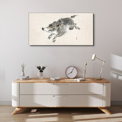 Running boar Canvas Wall art