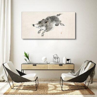 Running boar Canvas Wall art