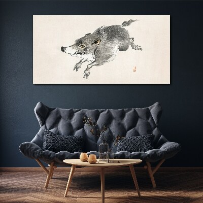 Running boar Canvas Wall art