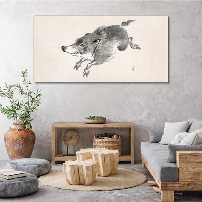 Running boar Canvas Wall art