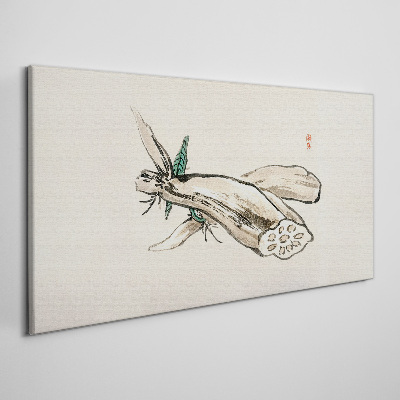 Butterfly on a lotus background Canvas Wall art