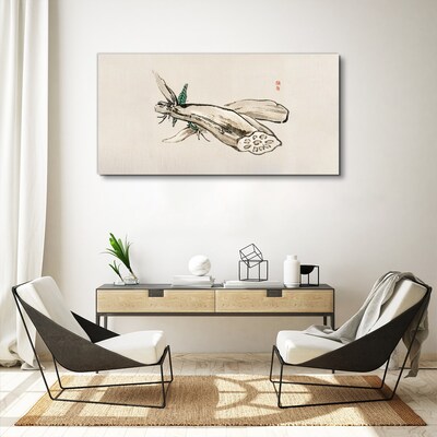 Butterfly on a lotus background Canvas Wall art