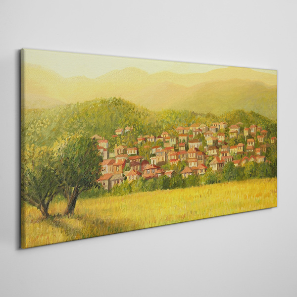 A sunny village among the hills Canvas Wall art