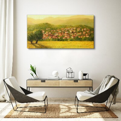A sunny village among the hills Canvas Wall art
