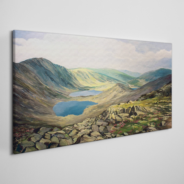 Mountain landscape with a lake Canvas Wall art