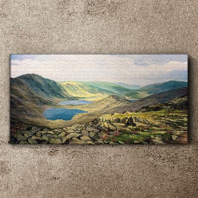 Mountain landscape with a lake Canvas Wall art