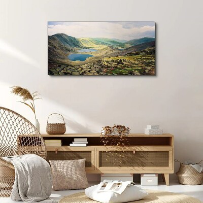 Mountain landscape with a lake Canvas Wall art