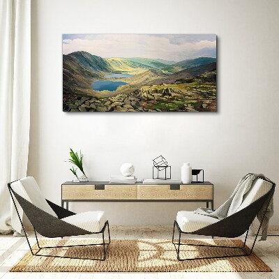 Mountain landscape with a lake Canvas Wall art