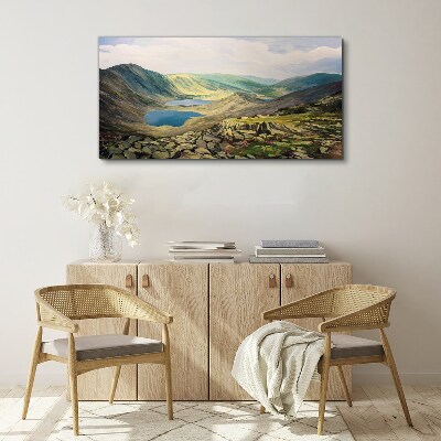 Mountain landscape with a lake Canvas Wall art