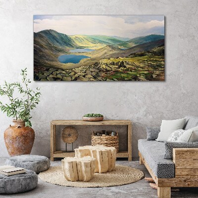 Mountain landscape with a lake Canvas Wall art