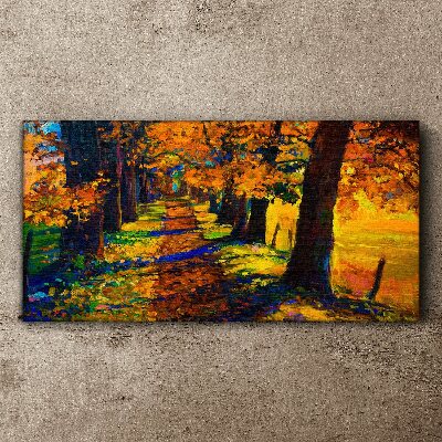 Golden Avenue in the Autumn Sun Canvas Wall art