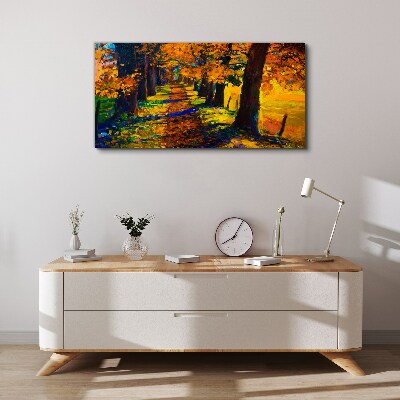 Golden Avenue in the Autumn Sun Canvas Wall art