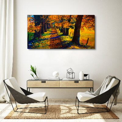 Golden Avenue in the Autumn Sun Canvas Wall art