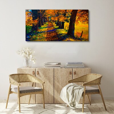 Golden Avenue in the Autumn Sun Canvas Wall art