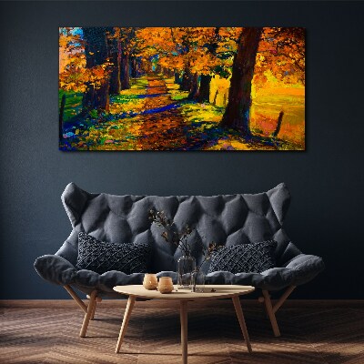 Golden Avenue in the Autumn Sun Canvas Wall art