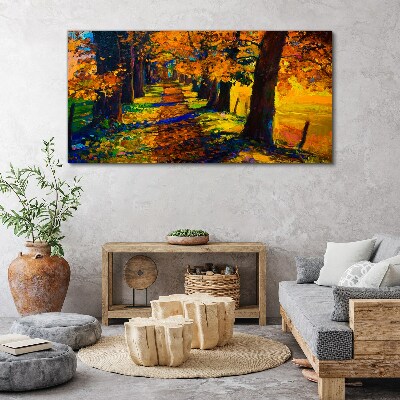 Golden Avenue in the Autumn Sun Canvas Wall art