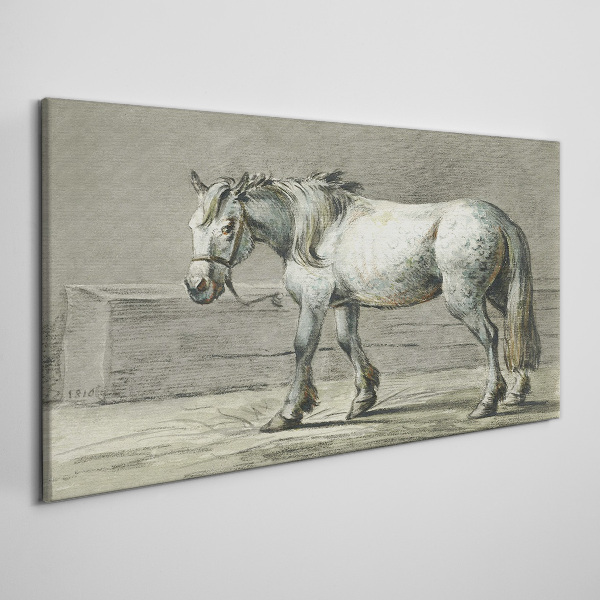 Walking horse in shades of gray Canvas Wall art