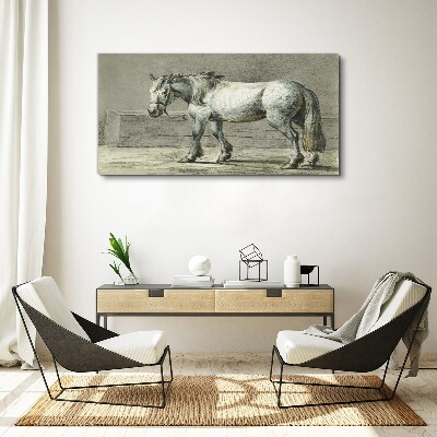 Walking horse in shades of gray Canvas Wall art