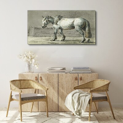 Walking horse in shades of gray Canvas Wall art