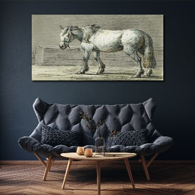 Walking horse in shades of gray Canvas Wall art