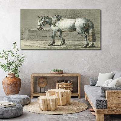 Walking horse in shades of gray Canvas Wall art