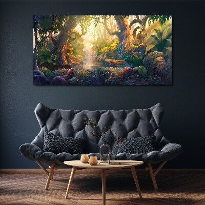Fantasy flowers forest river Canvas Wall art