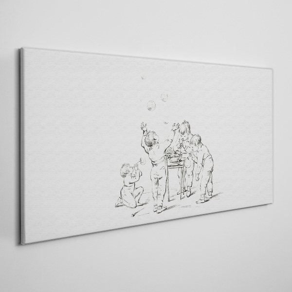 Children playing with soap bubbles Canvas Wall art