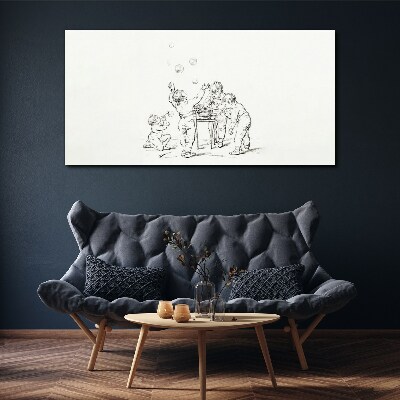 Children playing with soap bubbles Canvas Wall art