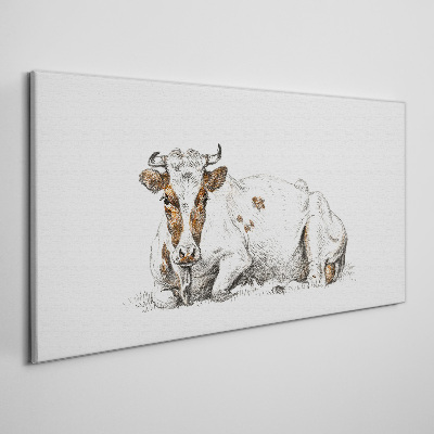 A calm cow in the meadow Canvas Wall art