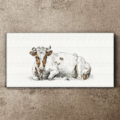 A calm cow in the meadow Canvas Wall art