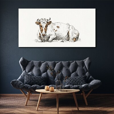 A calm cow in the meadow Canvas Wall art