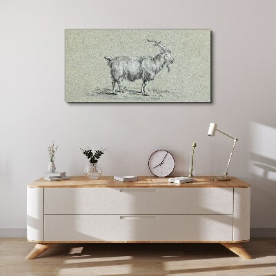 Goat on a gray paper background Canvas Wall art