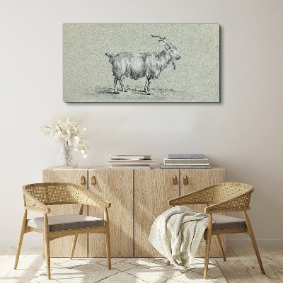 Goat on a gray paper background Canvas Wall art