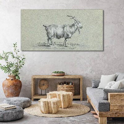 Goat on a gray paper background Canvas Wall art