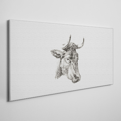 Portrait of a cow on a white background Canvas Wall art