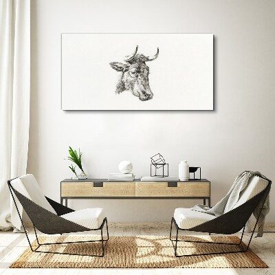 Portrait of a cow on a white background Canvas Wall art