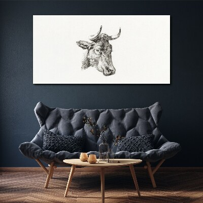 Portrait of a cow on a white background Canvas Wall art