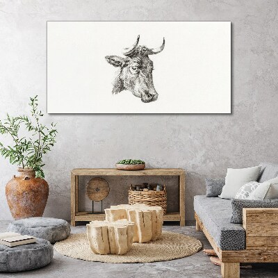 Portrait of a cow on a white background Canvas Wall art