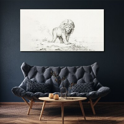 Lion in Contemplation Canvas Wall art