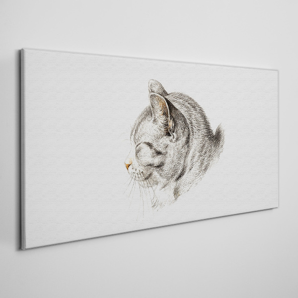 Portrait of a gray cat on a white background Canvas Wall art