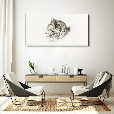 Portrait of a gray cat on a white background Canvas Wall art