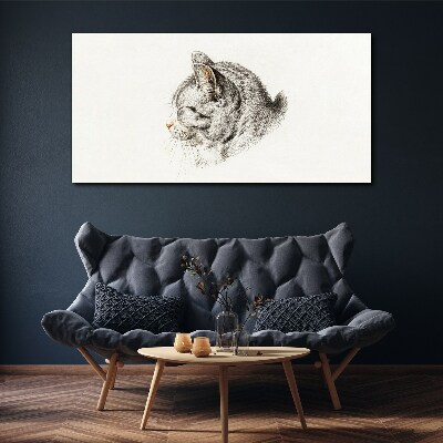 Portrait of a gray cat on a white background Canvas Wall art