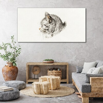 Portrait of a gray cat on a white background Canvas Wall art