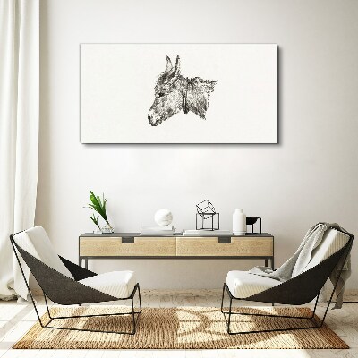 Portrait of a donkey in a monochrome style Canvas Wall art