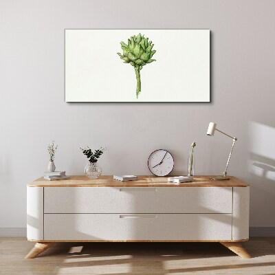 Green artichoke on white background Canvas Wall art