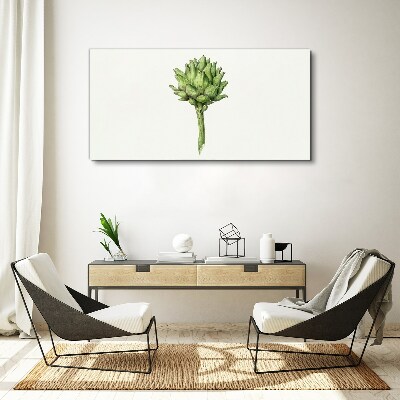 Green artichoke on white background Canvas Wall art