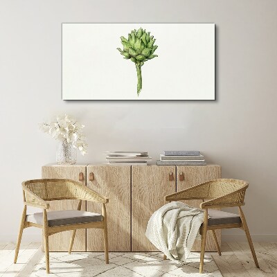 Green artichoke on white background Canvas Wall art