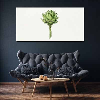 Green artichoke on white background Canvas Wall art