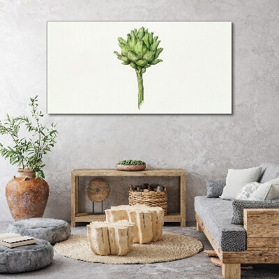 Green artichoke on white background Canvas Wall art